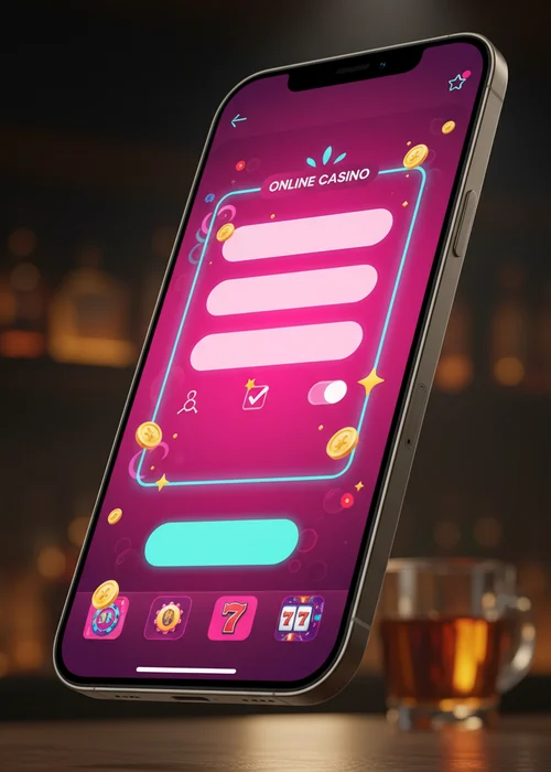 Wave Casino mobile registration form showing step-by-step account creation with a phone icon